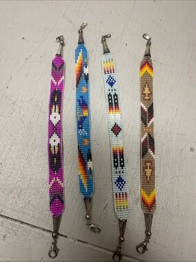 Handmade Beaded Multicolor Native-Inspired Bracelet with silver accents